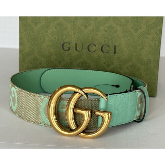 Women´s GG Marmont Wide Belt Green Canvas/Leather...
